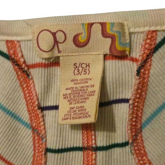 Y2K Ocean Pacific Striped S Ribbed Waffle Knit Top Fitted Rainbow VTG - Picture 5 of 9